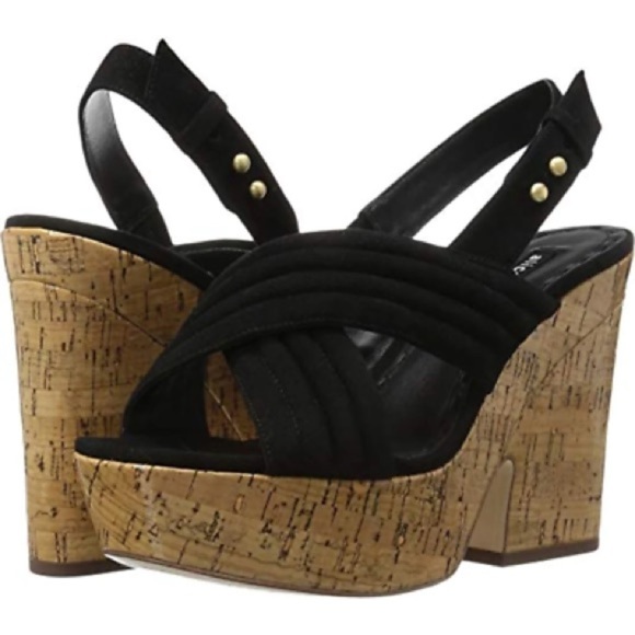 Alice + Olivia Charlize Wedge Slingback Cork Heels - Picture 1 of 7